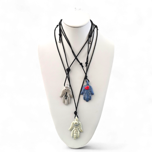 Hamsa Porcelain and Stoneware Pendants