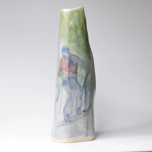 Snow Skier Single Flower 10 inch Bud Vase